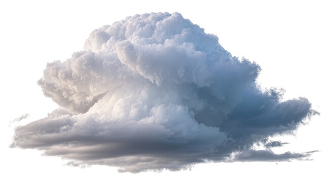 Fluffy cumulus cloud formation, isolated on transparent background
