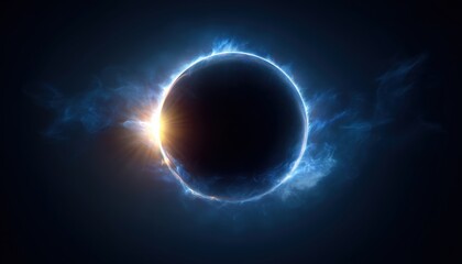 Obraz premium Sun Eclipse Blue: Exploring The Dark Moon'S Space Science With Glowing Fire And Light