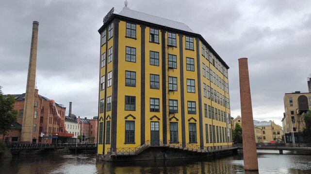 Norrk&ouml;ping, Sweden - August 30th 2024: Canal area located in the city of Norrk&ouml;ping, in &Ouml;sterg&ouml;tland County, eastern Sweden