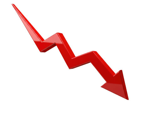 Red downward zigzag arrow vector