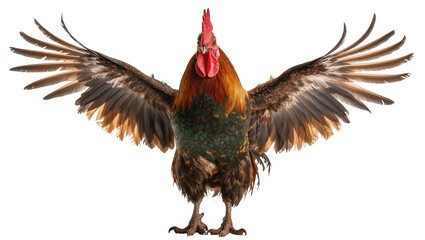 Proud rooster with spread wings, isolated on transparent background © Elena