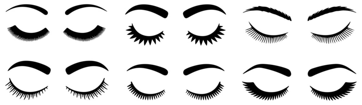 cute eyelash eye icon set