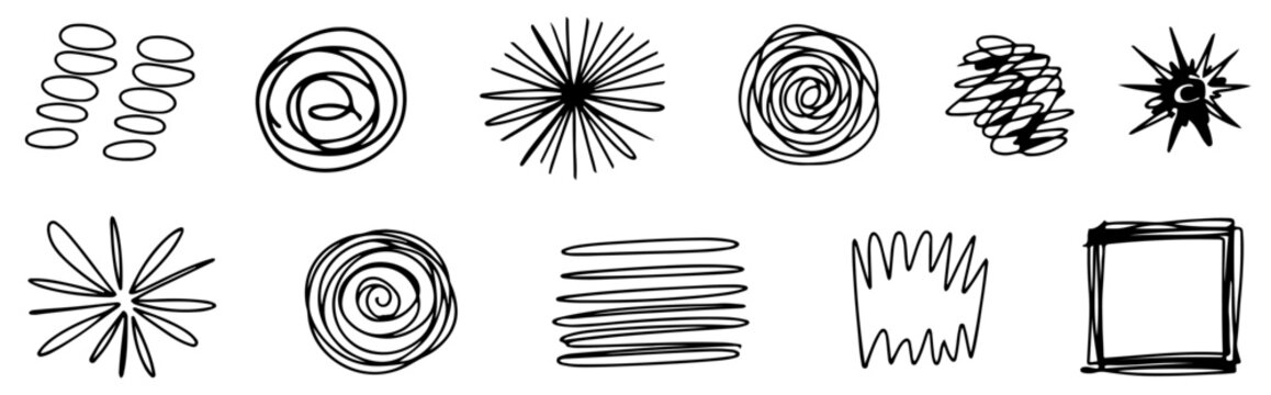 handdrawn ink scribble line collection