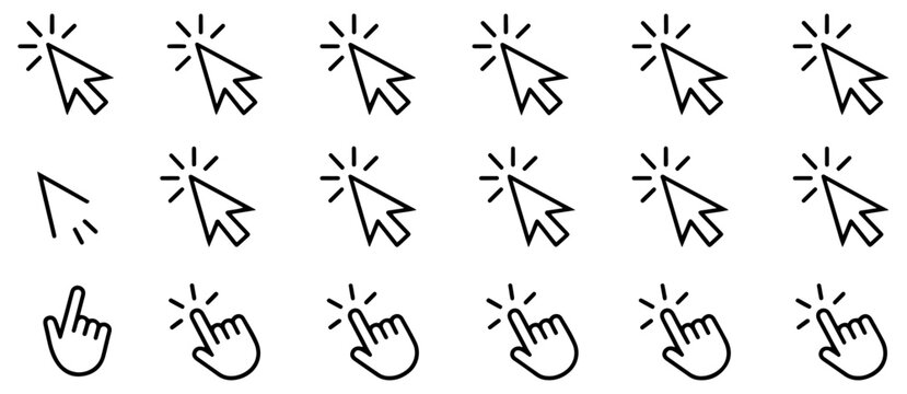 pointer cursor click icon set