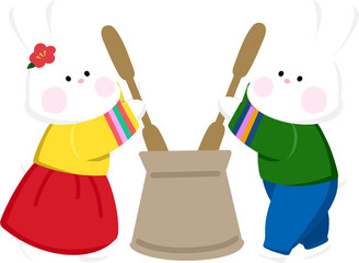 한복입고 절구찧는 토끼.png © 지원 이