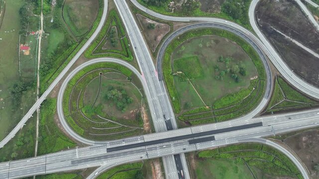 Complex Highway Interchange at Rawang Malaysia from Above