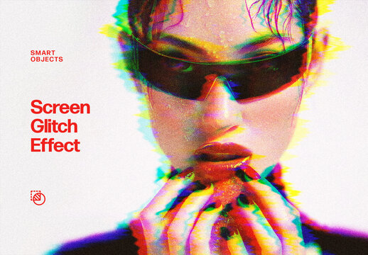 Screen Glitch Photo Effect - Old Monitor for Poster, Album Cover & Social Media (PSD)