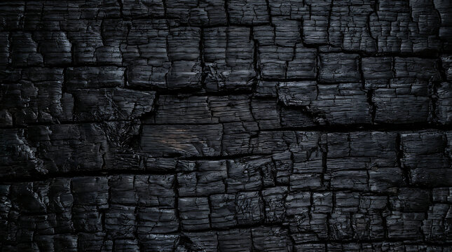 Charred wood texture with cracked surface