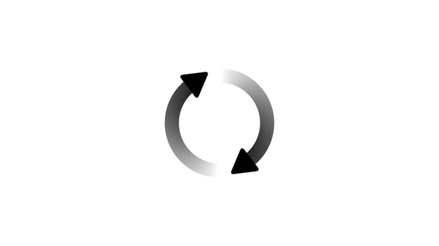Minimalist circular arrows reload icon on white background 4k video.