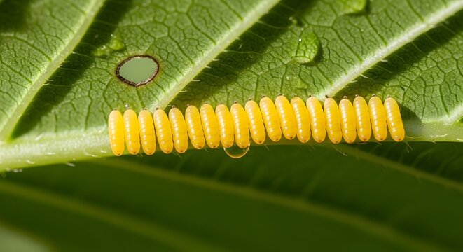 Monarch butterfly eggs on milkweed plant a new generation begins