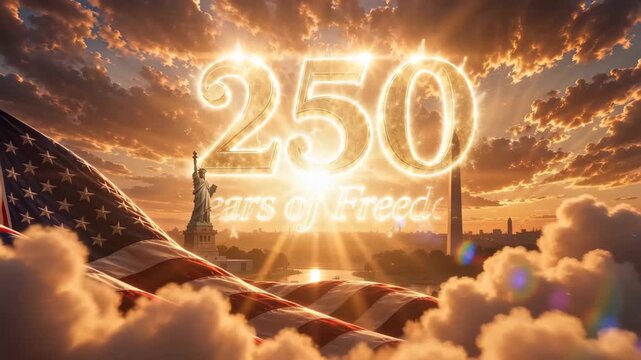 United States 250 Years of Freedom 1776 2026 Golden Anniversary of America Independence Day 4th of July