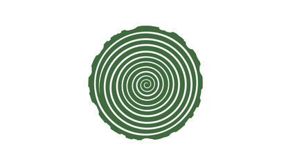 Fototapeta premium Green concentric circles form a tree ring pattern on a white background