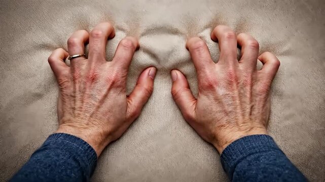 Close up of two open hands with visible veins and joints.