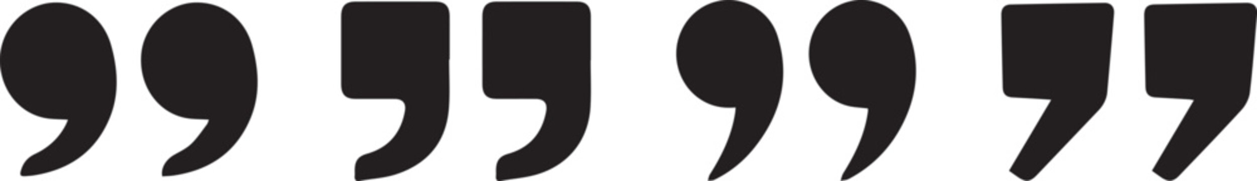 quotation mark flat black vector icon set typography punctuation symbol testimonial quote editorial social media blog design template