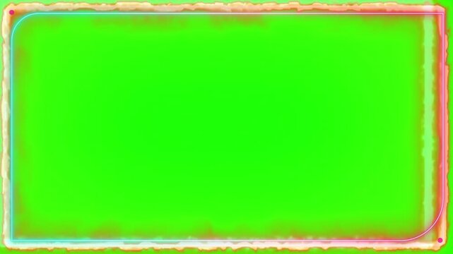 Green screen video with three rectangular frames on transparent background