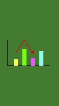 Bar chart with varying heights on a green background showing data comparison, Clean and modern bar chart, Great for reports and dashboards.