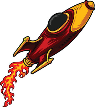 THE ROCKET FLEW WITH THE FLAMES BEHIND IT