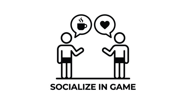 Vector graphic illustration of People socializing in a game with speech bubbles Vector