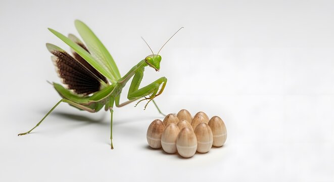 Praying mantis with ootheca egg case