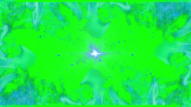 Vibrant green and blue abstract background with sparkling lights on transparent background