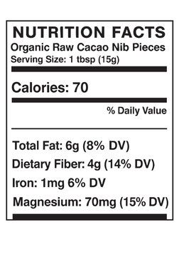 Organic Raw Cacao Nutrition Facts Label with Detailed Dietary Information nutrition facts easy editable label vector template