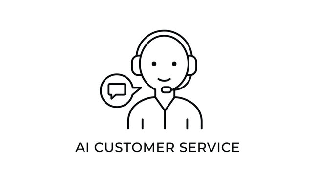 Vector graphic illustration of Smiling customer service agent with AI chatbot Vector