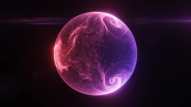 Abstract Glowing Sphere of Energy with Swirling Light in a Dark Black Background, Artistic Concept