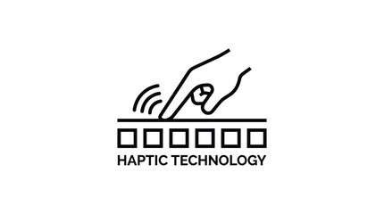 Fototapeta premium Vector graphic illustration of Haptic technology icon with hand and squares Vector