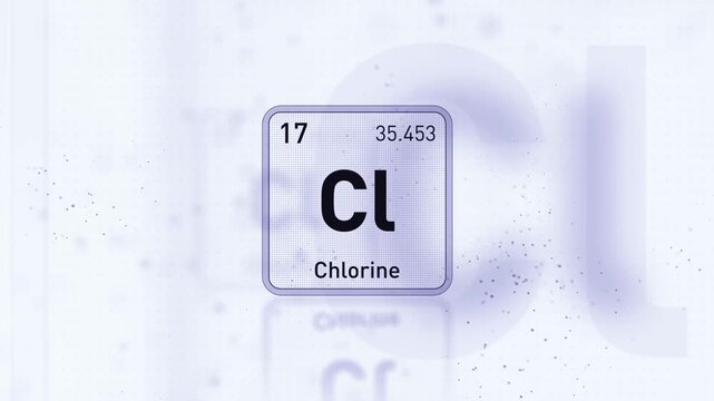 Periodic Table Element Chlorine Cl Animation. Modern and Minimal Design.