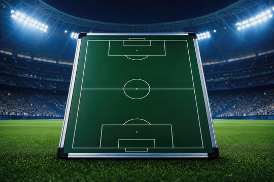 Tactical Soccer Football Game Plan Board in Professional Stadium