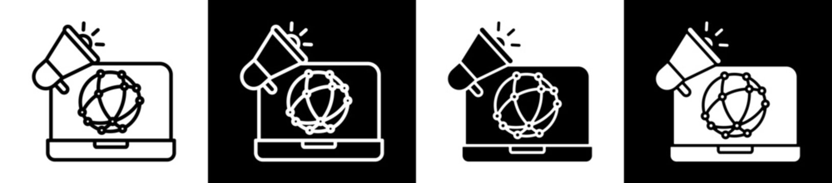 Online Advertising Icon Black And White Vector Illustration.