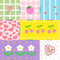 Vector baby shower invitation and seamless spring floral wallpaper design with pink , hearts,  for a decorative scrapbook holiday card or greeting art © Kamolwan