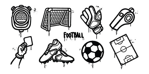 Set of graffiti spray Creative Icon Design for the World of Football Sports vector illustration © Sink artworks