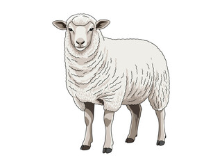 White sheep vector illustration on white background © Gina