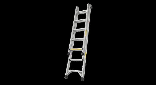 Simple white metal extension ladder standing upright