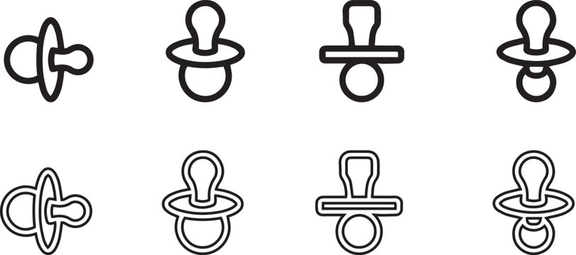 Baby Pacifier Silhouette Vector Collection of Outline Designs
