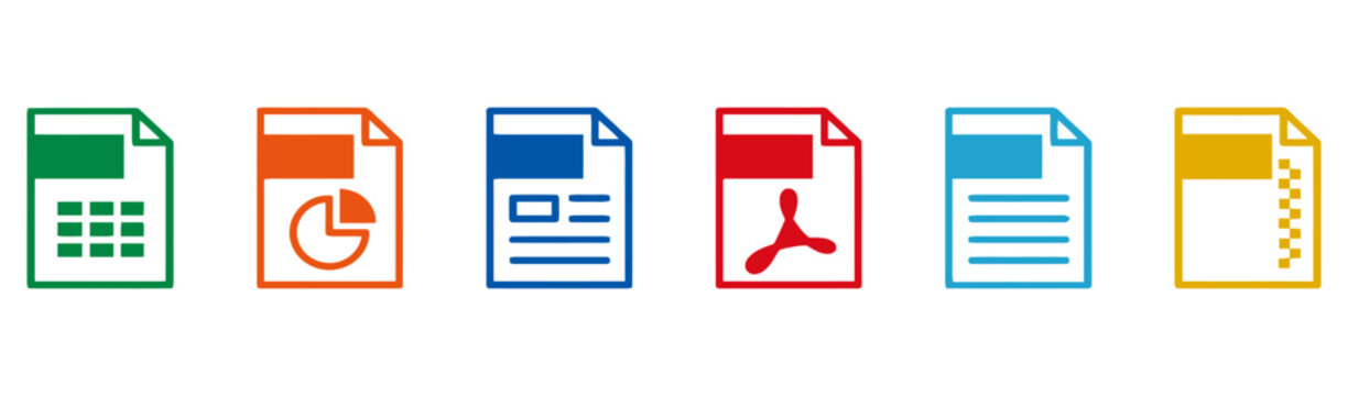 Colorful   docs icons silhouette