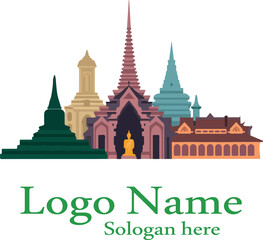 Obraz premium indonesian landmarks scene logo vector .