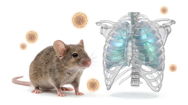 Hantavirus transmission from a rat to human lungs medical concept