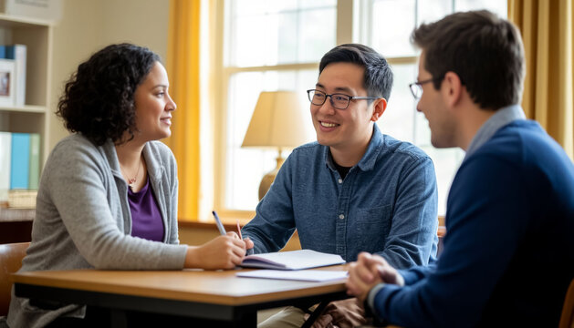 Psychologist Interacting with Client in Conversation, Empathic Connection for Therapy, Mental Health or Counseling Concept
