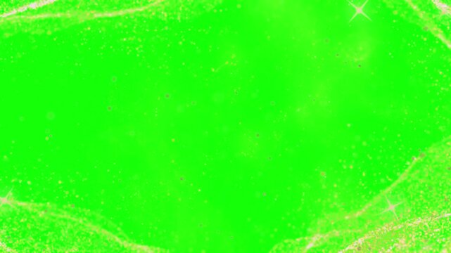Green screen background with gold sparkles and texture on transparent background