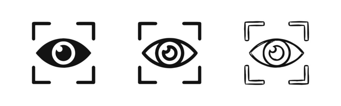 Eye Scanning and Biometric Identification Icon Set - Vision and Focus Concept