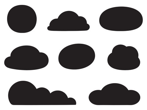 Cloud silhouettes on white background, Vector cloud icons, Lineicon set