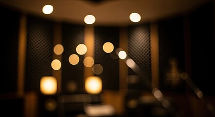 Fototapeta premium Abstract Bokeh Lights in a Dark Interior Setting.