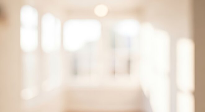 Blurred Bright Interior Background with Soft Light and Abstract Shapes.