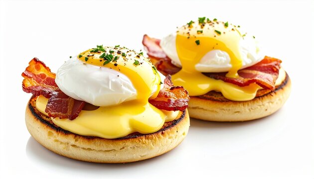 traditional eggs benedict with bacon and rich hollandaise sauce