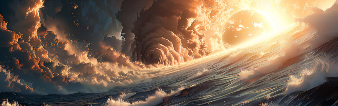 Dramatic sky with powerful storm clouds and sunlight god rays light effect sunlight dramatic darkness