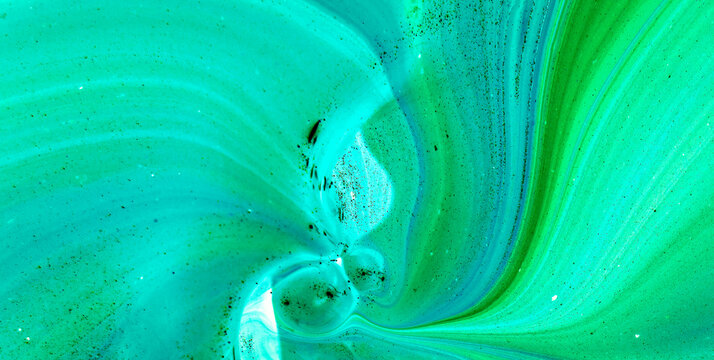 Fine Abstract Composition with Dark Flowing Ebru Art