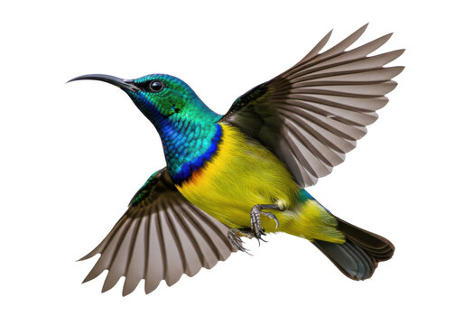 Collared sunbird in flight isolated on transparent background