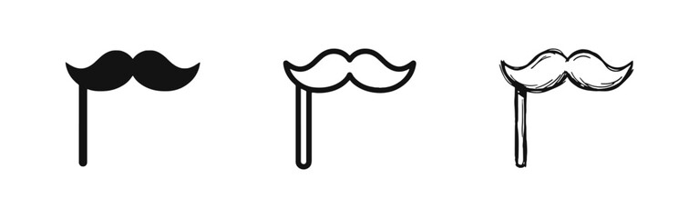 Mustache prop and party disguise icon set for photo booth © drawing lines